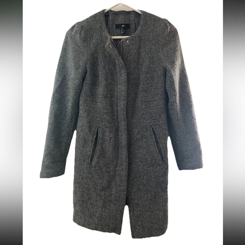 H&M Coat Women’s Size 2 Wool Blend Fully Lined Winter Heather Gray